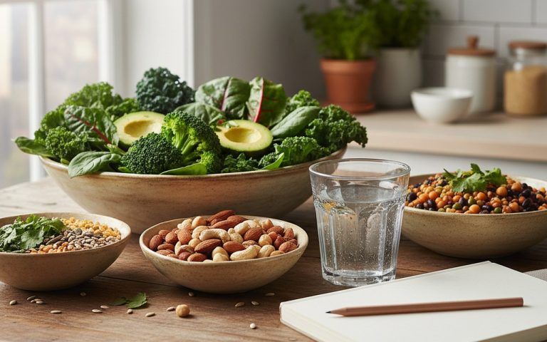 Aliments riches en magnésium sur une table de cuisine pour une alimentation équilibrée.