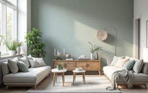 Illustration réaliste sur Quelle couleur va avec le gris clair : guide complet d'harmonies chromatiques