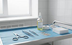 Préparation stérile pour retirer des points de suture à domicile