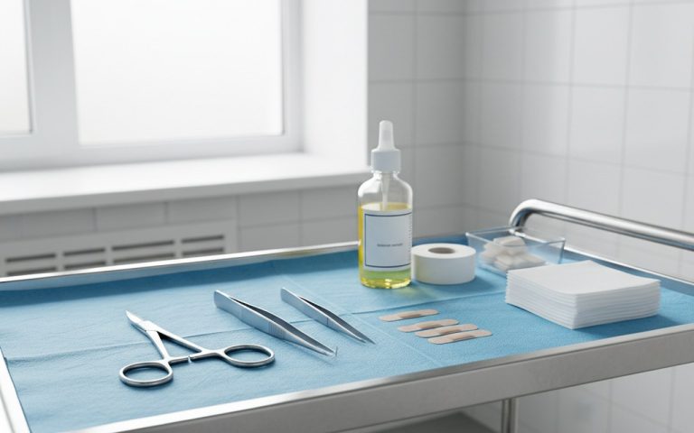 Préparation stérile pour retirer des points de suture à domicile