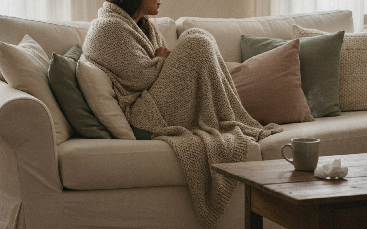 Femme pensive après le retrait du stérilet Mirena, symbolisant les émotions et symptômes.